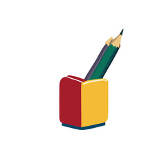 colored pencils on white background