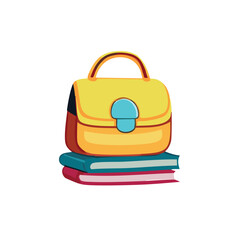 blue bag with a red ribbon