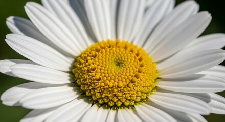 Fototapeta premium Close-up of vibrant white daisy flower with yellow center in natural light