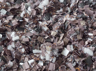 Recycling background. Zero waste. Textile recovery. Reusable of clothes. Second life. Recycling,...