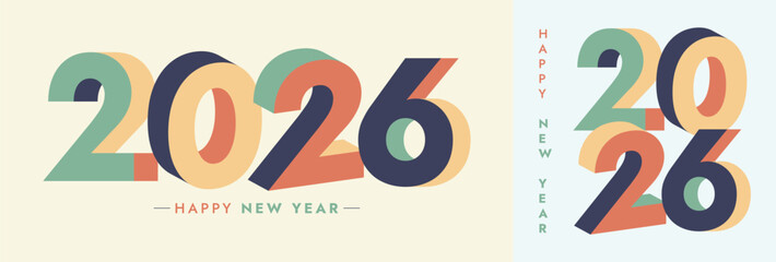 Happy new year 2026 greeting card concept
