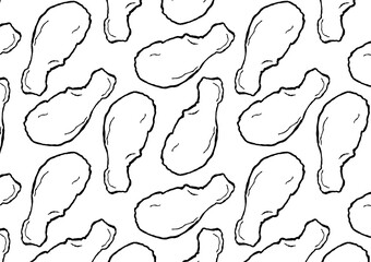 seamless fried chicken pattern - hand-drawn fast food doodle style
