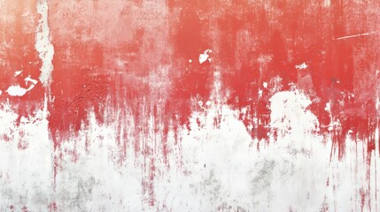 "Weathered wall with faded white and red paint texture, peeling surface background