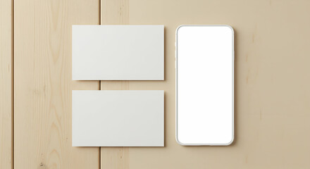 Mockup Design White Cards Smartphone Branding Template