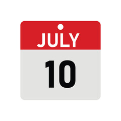 July 10 Calendar Icon Vector – Diary Reminder Design Template Illustration