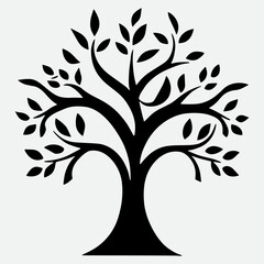 Obraz premium Elegant vector tree silhouette with floral leaf nature design
