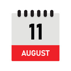 August 11 Reminder Calendar Icon – Dairy Design Vector Template for Planners