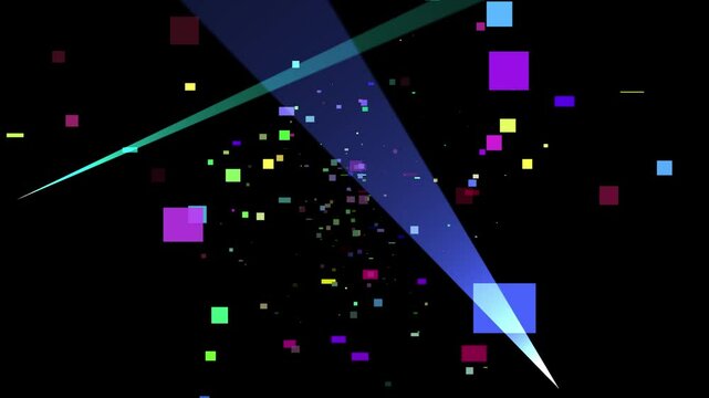 Fantastic video animation with glowing square objects with lights in motion, 1920&times;1080 loop 4K best for intros 