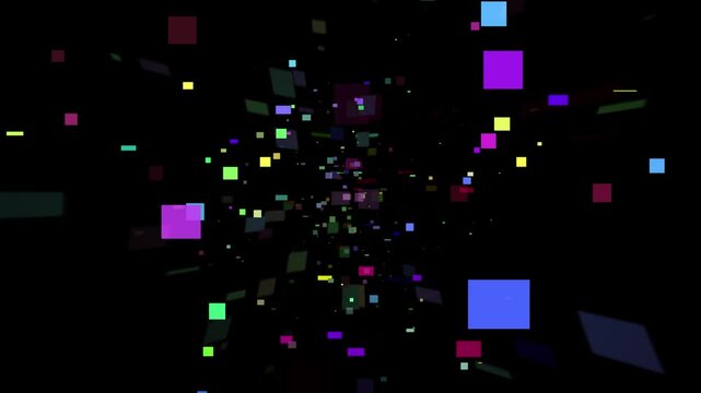 Fantastic video animation with glowing colorful square objects with defocused effects in motion, 1920&times;1080 loop 4K best for intros