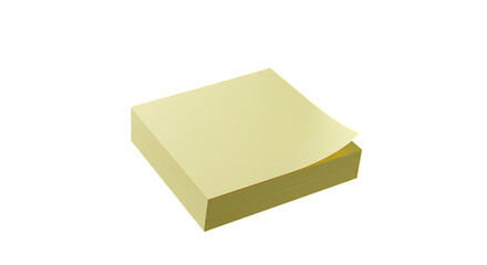 Stack of yellow sticky notes reminder office supplies isolated on a transparent background