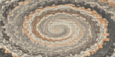 Abstract blocks forming a swirling pattern