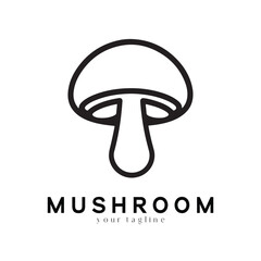 Obraz premium Minimal Mushroom Logo Design – Vector Silhouette Style for Modern Branding Use 