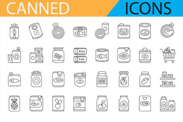 Minimalistic canned food icons, ideal for food-related web design and marketing.