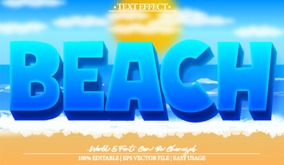 Beach Summer Sea Tropic Ocean Blue Yellow Vector Text Effect Editable Alphabet