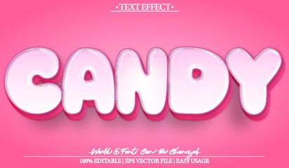  Candy Sweet Cute Colorful Yummy Pink Vector Text Effect Editable Alphabet