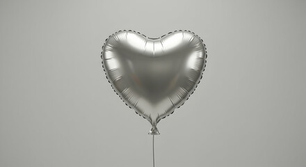Silver Heart Shaped Balloon Mockup Design Romantic Valentines Day