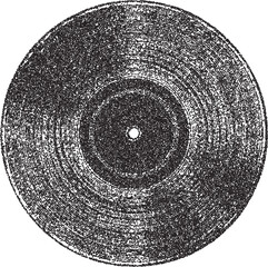 Vinyl record vintage y2k stipple art, music halftone stipple brutalist retro vector png with transparent background, plaque 2000s aesthetic photocopy effect tattoo