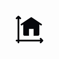 house dimensions icon sign vector