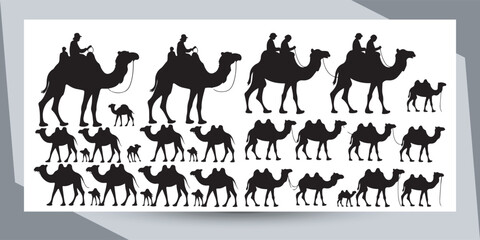 Fototapeta premium A simple and clear name for the image could be: Set of Camel Silhouettes and Wild Animal Vector Icons