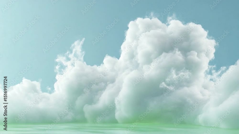 Poster cloudscape serenity: behold a tranquil cloudscape with fluffy, radiant clouds floating gracefully ag