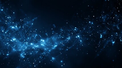 Abstract Blue Network Digital Technology Background Connections Lines Dots Glowing Elegant Modern Futuristic Design Illustration Graphic Art Image Web Data Flow Mesh     