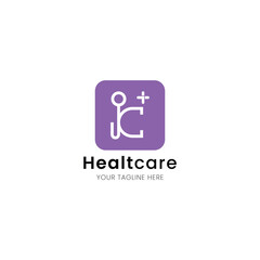 Letter K minimalist and iconic healthcare logo, medical and clinic with stethoscope