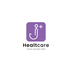 Letter J lowercase minimalist and iconic healthcare logo, medical and clinic with stethoscope