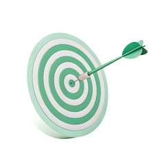 Green dartboard with arrow centered isolated on transparent background