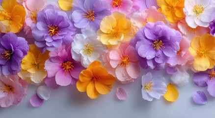 Pastel Colored Flowers in Full Bloom, Conveying Springtime Beauty and Natural Harmony for Wellness and Mother's Day