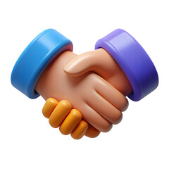 3d cartoon hands shaking deal isolated on transparent background