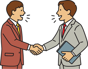 Fototapeta premium Business Handshake Cartoon Two Businessmen Shaking Hands Agreement or Partnership Illustration Professional Handshake Graphic Successful Business Deal Clipart