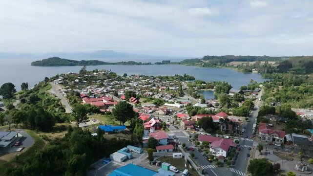 Aerial view historic church with san agustin parish puerto octay