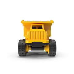 Yellow toy dump truck isolated on transparent background