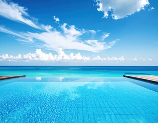 Azure infinity pool reflecting a clear sky