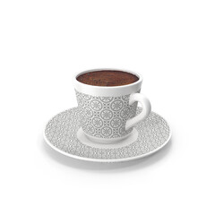 Turkish coffee cup with saucer isolated on transparent background