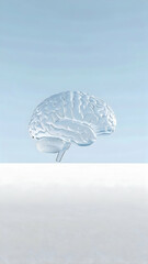 Abstract Glass Brain on White Background