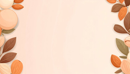 Almond and Leaf Border on a Peach Background