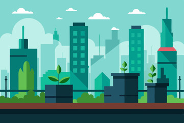 Obraz premium Night cityscape vector illustration with urban architecture and building silhouettes