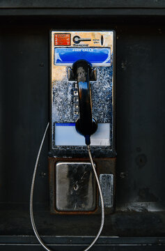 Vintage payphone on a street in California