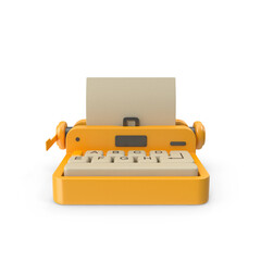 Yellow Typewriter isolated on transparent background