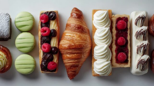 Indulge in a delightful array of pastries, each a masterpiece of flavors and textures. A sweet escape in every bite. (zoom out)