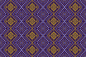 Geometric fabric pattern of triangles connected on blue background design for textile carpet fabric print wallpaper