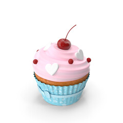 Valentine Cupcake isolated on transparent background