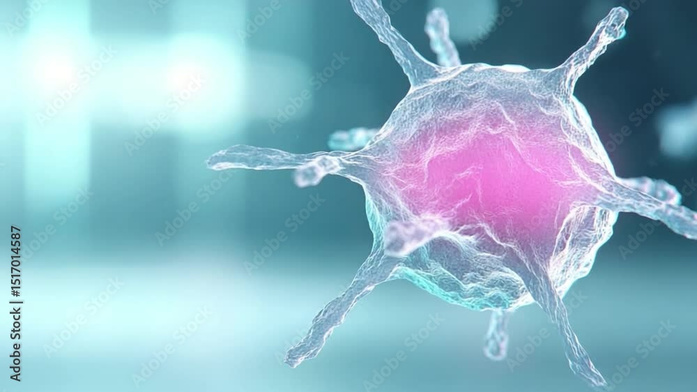 Aufkleber Microscopic Virus Particle: A detailed 3D rendering of a virus particle, showcasing its intricate structure and highlighting the core.
