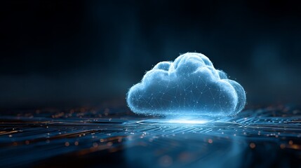 Abstract Digital Cloud Computing Network Technology Illustration Futuristic Data Server Graphic Design Modern Blue Glow Circuit Board Background Image web cyber online   