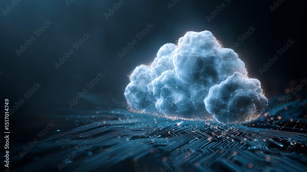 Poster abstract digital cloud computing network technology data cybersecurity innovation future digitalizat