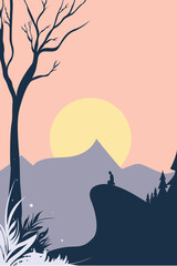 Background, Moon, Night, Sky, Sun, Nature, Stars, Mountain, Meditation, Rocks, Trauma, Mental, Artwork, Vector