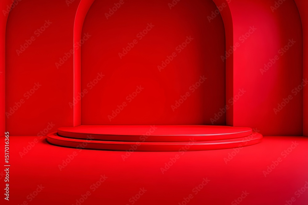 Poster the image features a blank red display on a lively summer background, adopting a simple style, inten