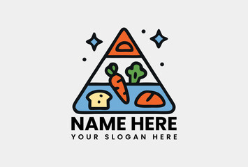 A visually engaging and simplified food pyramid illustration, showcasing diverse food groups for balanced nutrition. Health and diet concept