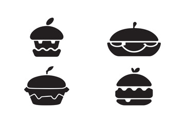 Burger Icons Solid Black Vector Set of Cute Mini Burgers and Buns
